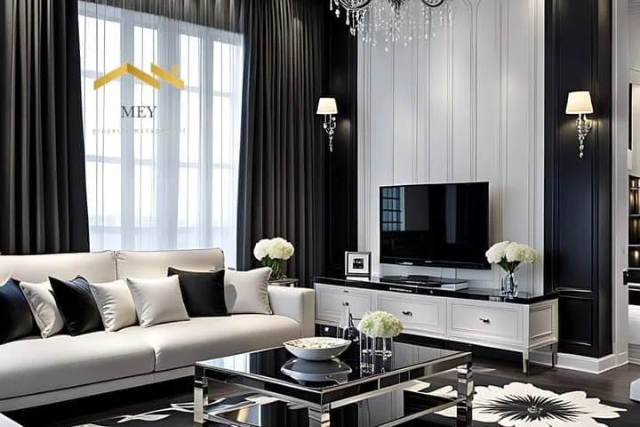 Living Room with Stunning Black and White Design Ideas
